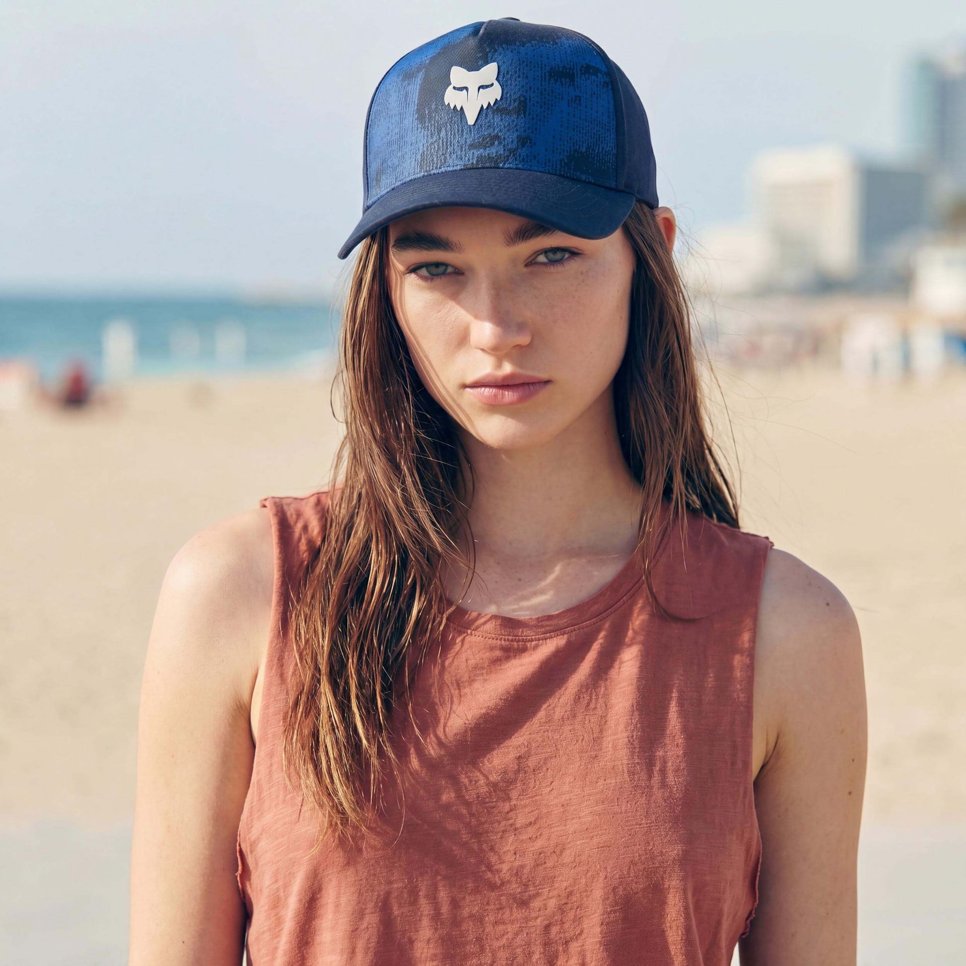 blue (female model Zara Slater)